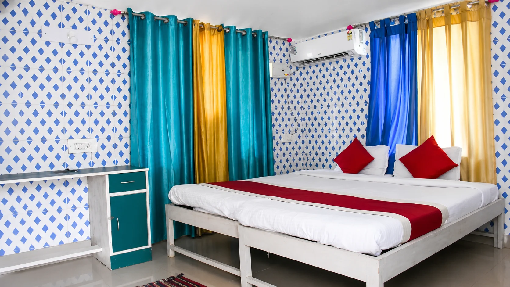 Eco-cottage bedroom overlooking Chilika lagoon